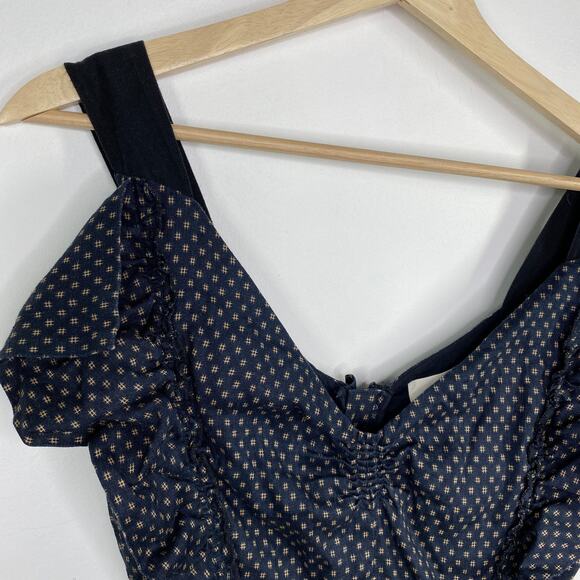 Etoile Isabel Marant Women Coquette Feminine Linen Dress Size 36 Blue Ruched - Picture 5 of 10